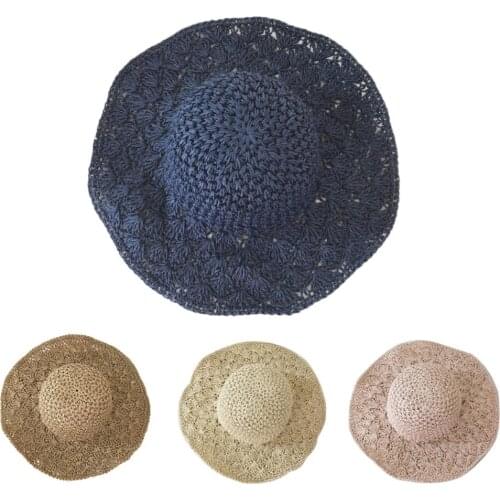 Hot Summer Hoilday Floppy Straw Hat Women Ladies Women Foldable Handmade Straw Weave Wide Brim Sunscreen Hat Cap Beach Sunhat