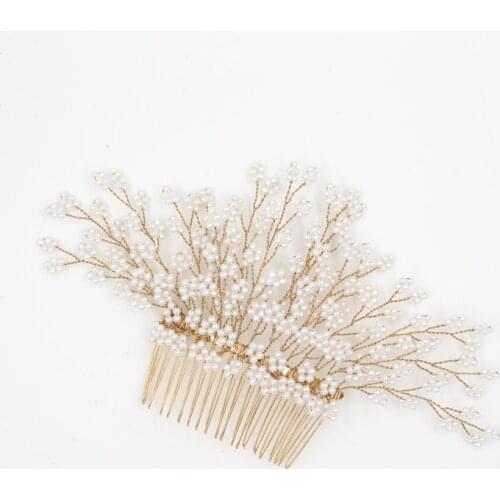 Leliin Gold Bridal Hair Comb Wedding Hair Headpiece Crystal Hair Barrette bride Hair Pins Hair Jewelry