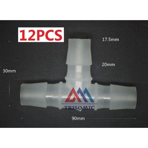 12 pieces 17.5mm T tpye equant Connector Equal Tube Joiner Material PP Plastic Fitting Fish Tank Airline Aquarium