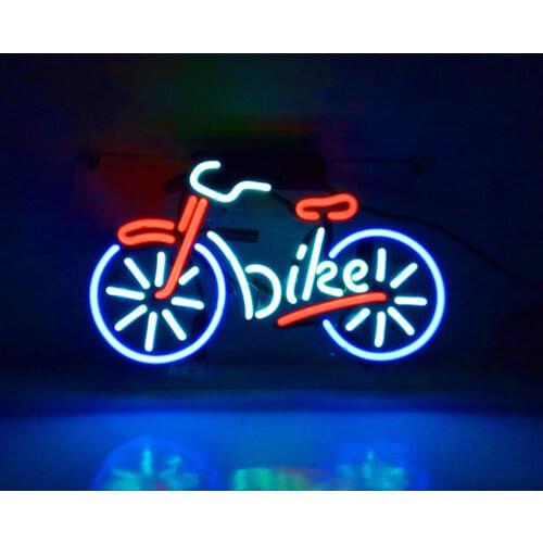 14"x8" Bike Bicycle Open Acrylic Custom Neon Light Lamp Sign Beer Bar Handmade Real Glass Decorate Home Wall Room Decor Club G