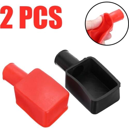 2pcs Black Red Car Battery Negative Positive Terminal Covers Cap Boot Insulating Protector Replacement Batteries Accessories