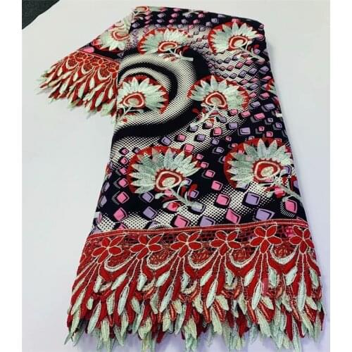 2021 Embroidery LACE wax brode nigerian water soluble lace fabric high quality 6Yards cotton ankara african wax print lace j1-61