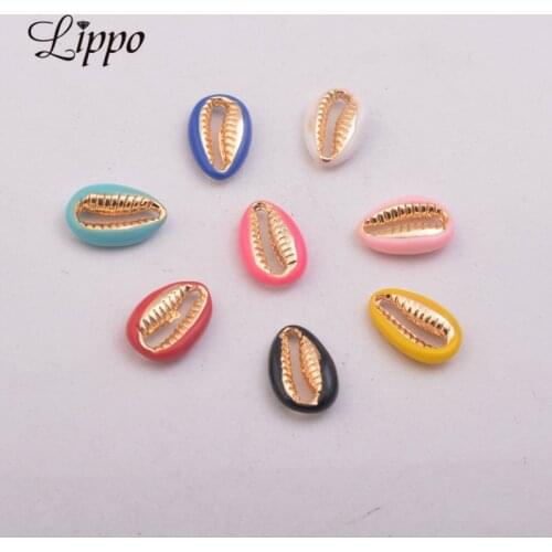 30pcs 4.5mm*14mm Enamelled Shell Conch Charms Copper Lips Shape Pendant For Women Men DIY Jewelry Nickel free and Lead Free