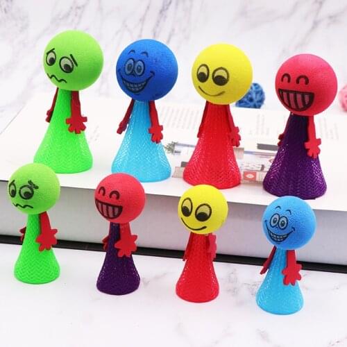 5Pcs/Pack Jumping Doll Kids Bounce Ball Toys Educational Game Expressions Push&DownToys Gifts for Children