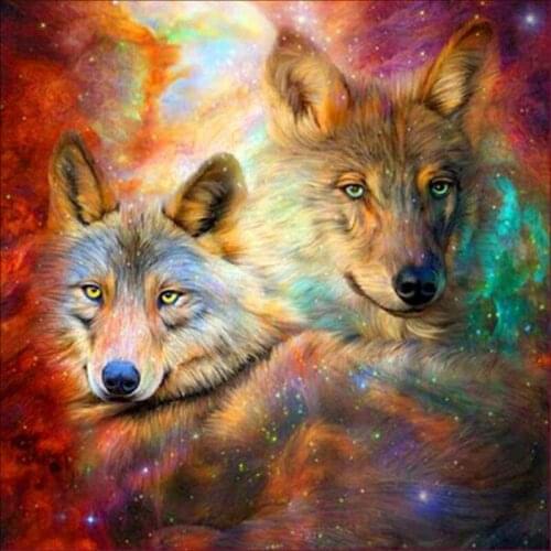 5D Diy Star Wolf Mosaic Rhinestone Cross Diamond Embroidery Square/round Decorative Painting