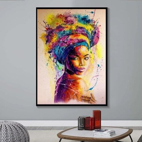 African Black Woman Graffiti Art Canvas Painting Abstract African Girl Posters and Prints Wall Art Picture for Living Room Decor