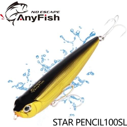 ANYFISH STAR PENCIL 100SL Floating Fishing Lure Hard Baits 10cm 12.9g with 2 Hooks 3D eyes Artificial Bait Streamlined Body