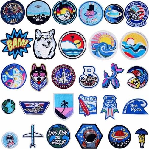 Blue Blueness Iron On Knitting Textile Woven Sewing Accessories Patch Piece Popular Stripes Applique Stickers Personalised