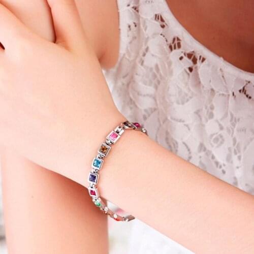 Fashion Women Jewelry Bling Princess Cut Rhinestone Inlaid Bracelet Bangle Gift New boho