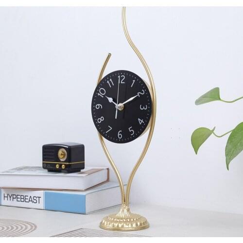 Desk clock creative art decoration living room golden table clock home accessories Battery Operated with Silent Sweep Mechanism