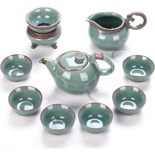 Kung Fu Tea Sets Porcelain Home Handmade Full Teapots and Cups set Retro Style Simple Gift Boxes Bardak Seti Tea Service EI80TS