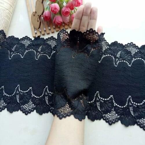 3Meters Black Elastic Lace Fabric Stretch 18-22CM Wide Lace Trim Stretchy DIY Craft for Sewing Embroidered Lace Trim Clothing