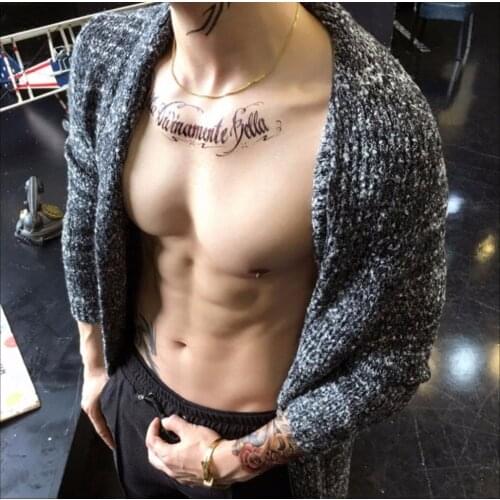 Autumn And Winter Long Sweater Men Fashion Casual Cardigan Tide Korean Windbreaker Cloak Wool Long -sleeved Sweater Coats