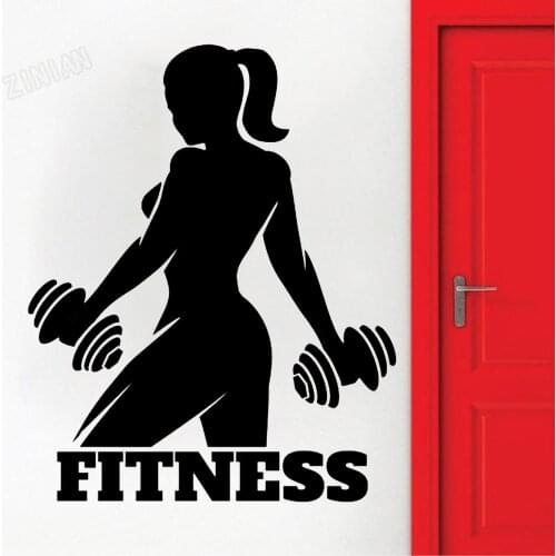 Fitness Girl Wall Sticker Decor Woman Bedroom Bodybuilder Sport Wall Decal For Home Gymnasium Large Wall Stickers LOGO Y162