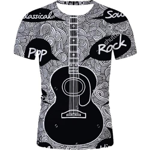 3D print T-shirts Mans t-shirt Music guitar t-shirt Hip-hop casual shirt Anime clothes Short-sleeved T-shirt O collar t-shirts