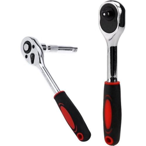 1Pc Ratchet Socket Wrench Chromium 24 Teeth Quick Release 1/4" Square Head Spanner Wrench Extension Rod Auto Repair Hand Tools