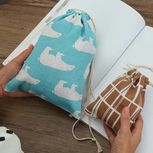 Cotton Pouch Cartoon Travel Luggage Bags Drawstring Bag Clothes Storage Shoe Organizer Cosmetic Pocket