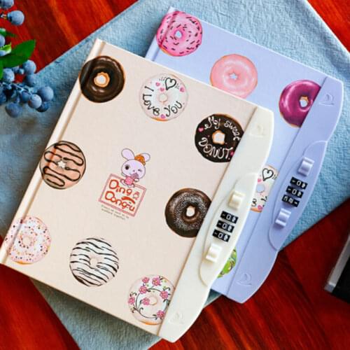 Kawaii Children Creative Hard Copy Book Password Notebook Student Diary With Lock Notebook Random Color