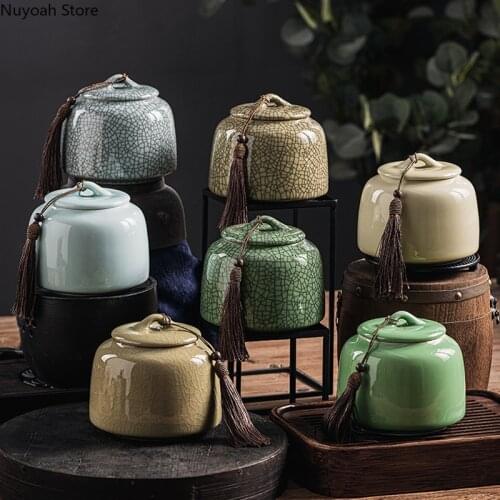 Chinese Retro Ceramic Tea Caddy Tea Cans Sealed Cans Household Storage Boxes Home Coffee Table Decoration Exquisite Gifts