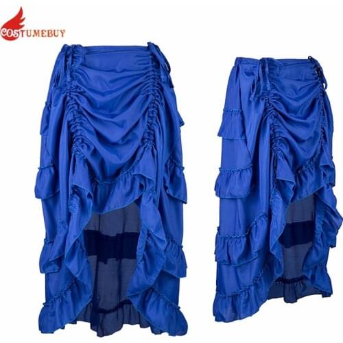Steampunk Corset Skirt Pirates Cosplay Costume Large Size Ruffle High Low Gothic Skirt of Victorian Palace Costumebuy New Skirt