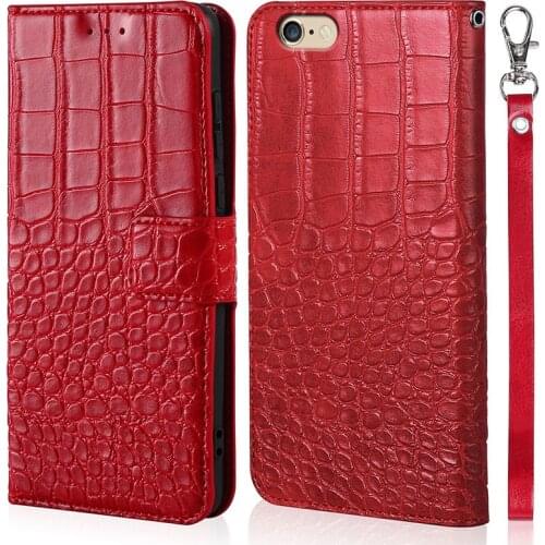 Crocodile-print cell phone Leather Flip Magnetic Case For iPhone 6 6S 6plus 6Splus Wallet Stand Book Phone Cover Funda Coque