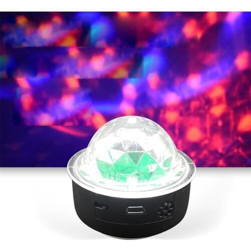New Mini RGB Light USB Rechargable Voice Activated Rotating Car Disco Stage Party Magic Lamp