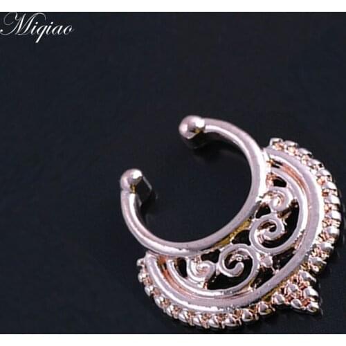 Miqiao 2pcs Hot-selling Stainless Steel Crown Clip Nose Ring, Exquisite Hypoallergenic Clip Piercing Jewelry