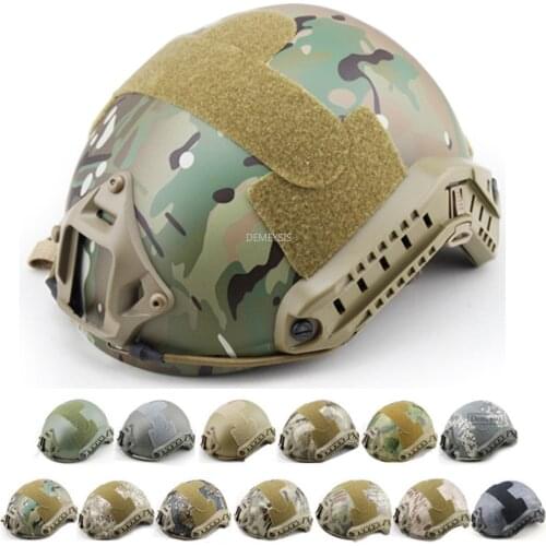 Multicam Camouflage FAST Helmet Airsoft Gear Paintball Head Protector with Night Vision Sport Camera Mount