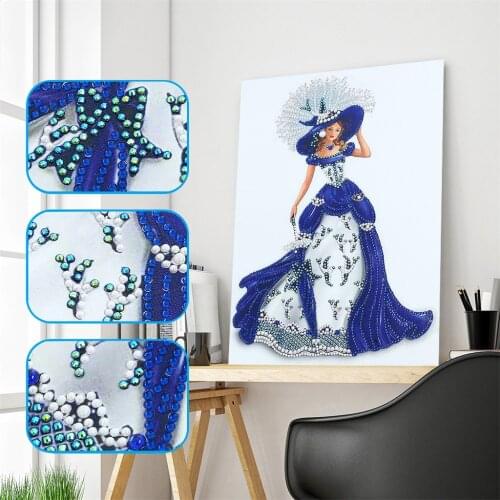 Fashion Dress Lady Diamond Painting 5D DIY Special-shape Drill Character Serie Home Decoration Gift Hanging Painting 30x40cm