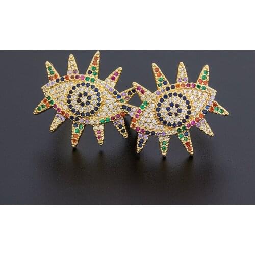 Fashion Lucky Evil Eye Rainbow Rings Copper Micro Pave Cubic Zircon Adjustable Ring Jewelry Fine Party Wedding Birthday Gift