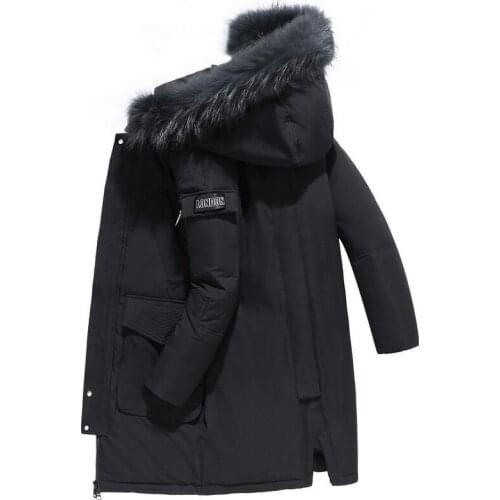 -40 Degree Winter Jacket Men Down White Duck Down Jacket Coat Fashion Hooded Fur Collar Long Jacket Thick Warm Chaqueta Hombre