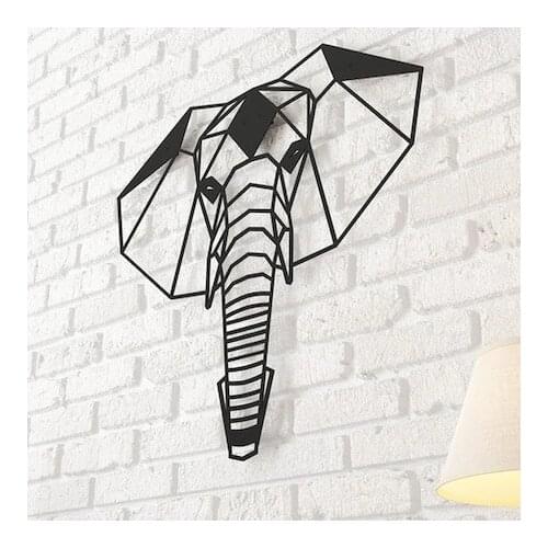 Wall Elephant Design Black 20 inch Plaque Large Big Decorative Living Room Modern Design frame For Living Room Bar Decor Iron