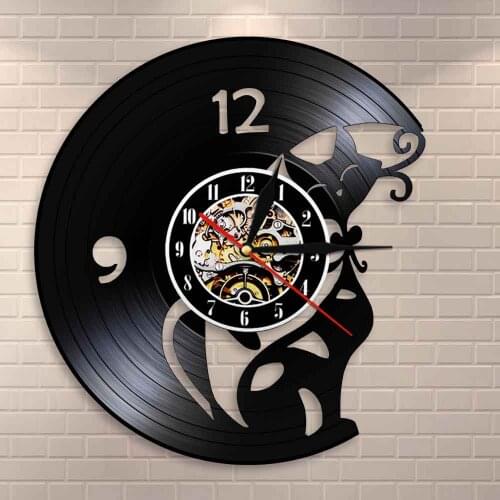 Vintage Style Cats Wall Clock I Love Cat Vinyl Record Silent Wall Clock Design Gift For Cat Lovers Animals Home Decoration Watch