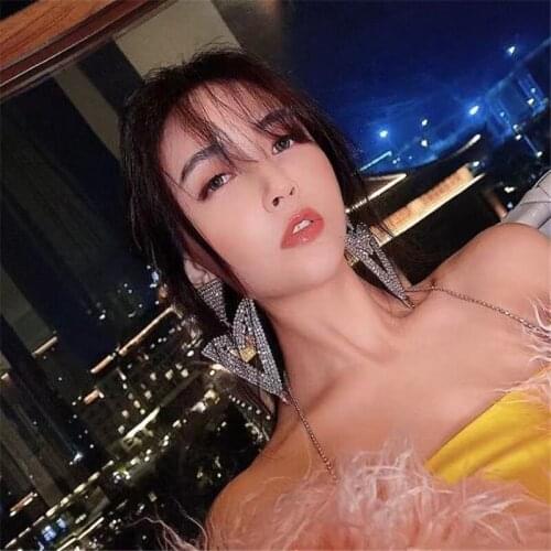 New European and American fashion geometric triangle arrow Rhinestone Earrings Bohemian exaggerated female jewelry