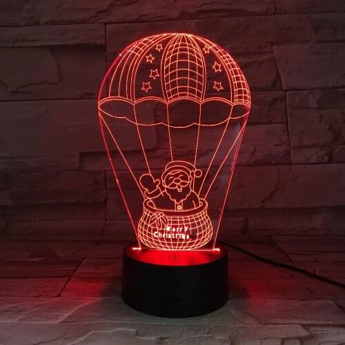Santa Claus In The Hot Air Balloon 7 Color Lamp 3D Led Night Lights For Kids Touch Table Lampara Lampe Christmas Party Deco Gift