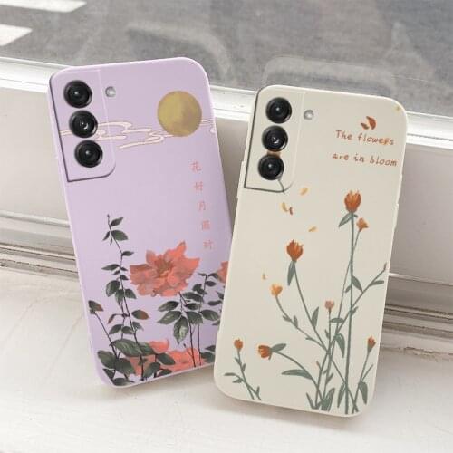 The Rose Liquid Silicone Case For Samsung Galaxy S21 S20 FE S10 Note 20 10 A72 A52 A42 A32 A71 A51 A41 A31Soft Phone Back Cover
