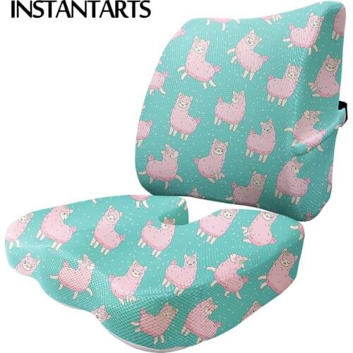 INSTANTARTS Alpaca and Cactus Pattern Comfortable Car Seat Cushion for Car Fashion Leaning Seat Cushion Easy Clean Seat Cushion