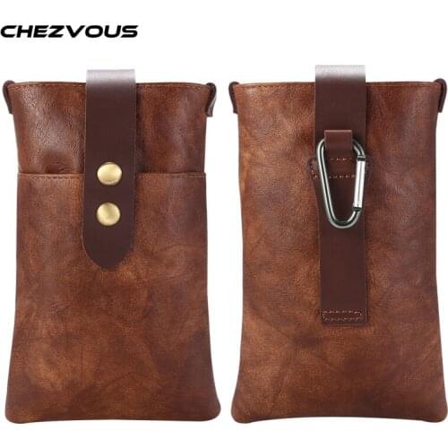 Universal Leather Case for Huawei Samsung Xiaomi Men Waist Pack Belt Clip Bag for 5.5-6.4" Mobile Phone Pouch Holster Dual Pouch