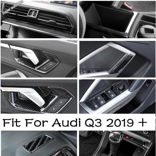 Carbon Fiber Interior Tweeter / AC Vent / Gear Head / Door Bowl / Window Lift Cover Trim For Audi Q3 2019 2020 2021 Accessories