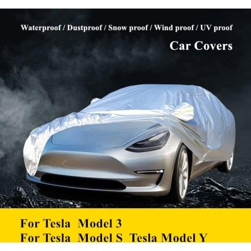 Fit for Tesla Model 3 Model S Model Y Waterproof Car Covers Sun Protection Car Cover for Car Reflector Dust Rain Snow Protective