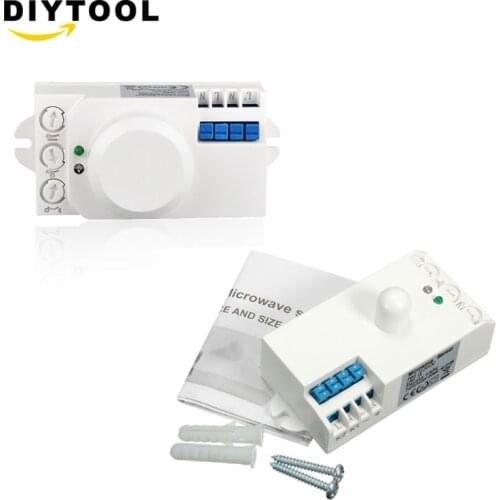 High Frequency AC 220V-240V DC 12V-24V 5.8GHz Microwave Radar Sensor Body Motion HF Detector Light Switch Sensors 85x38x40mm