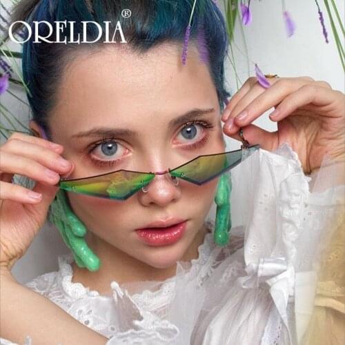 2020 Small Lens Rimless Sunglasses Women Brand Designer Unique Wave Legs Sun Glasses Female One Piece Travel Gafa de sol UV400