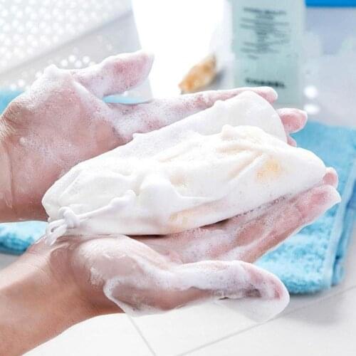 10pcs New Soap Foaming Nylon Mesh Drawstring Bag Bubble Foam Net Bath Cleaning Gloves Bubble Soap Bag
