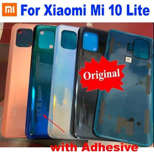 100% Original New Glass Back Cover Battery Door Housing Rear Case with Adhesive Tape For Xiaomi Mi 10 Lite MI10 Youth Phone Lid