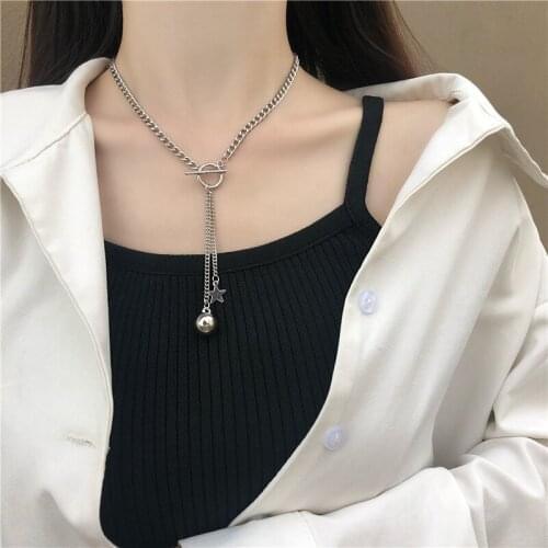 2020 new star pendant necklace punk style long clavicle chain personality creative neutral style necklace