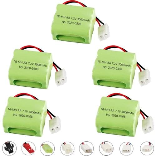 5PCS/lot 7.2V 3000mAh NiMH Battery with Tamiya plug For Rc toys Cars Tanks Boats Guns AA 2800mAh 7.2v Battery For RC Boats parts