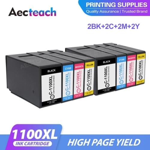 Aecteach new PGI-1100 PGI1100 1100XL Compatible Ink Cartridge For Canon MAXIFY MB2010 MB2110 MB2710 Inkjet Printer