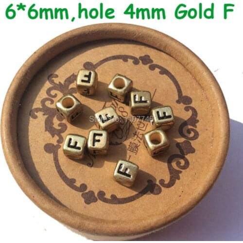 Acrylic Alphabet Letter Beads Gold Cube Square Plastic Beads Charm Jewelry Accessories For DIY Necklace Bracelet 6mm 2600pcs