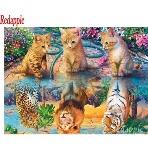 Diamond Mosaic novel Cat 5D Diamond Painting Kit lion tiger Leopard Full Square Diamond Embroidery Rhinestone Picture Decor Home