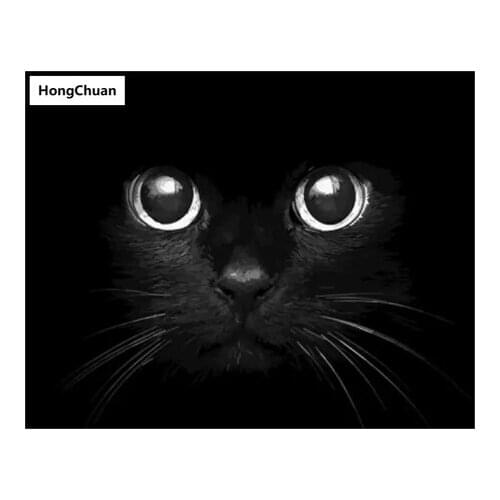 Black Cat Diamond Painting Cross Stitch Needlework Home Decoration Mural 5D DIY Square/Round Mosaic Diamond Embroidery Gift